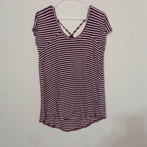 Red and white striped blouse